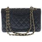 Chanel Quilted 25 Caviar Leather Double Flap Chain Shoulder Bag Gold Black — view 2