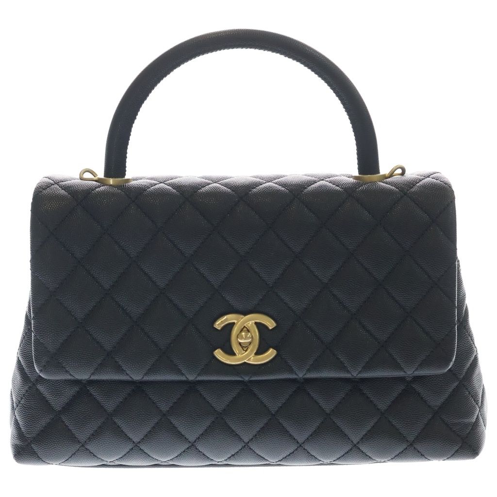Chanel Coco Handle 29 Top Caviar Leather 2-Way Hand Chain Shoulder Bag Gold