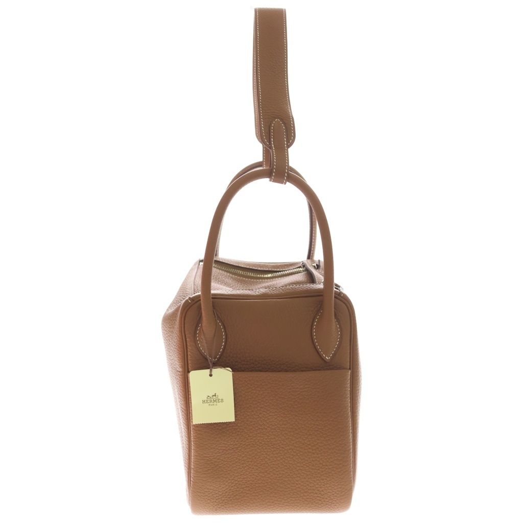 Hermes Lindy 30 Taurillon Clemence Gold Shoulder Bag Silver Brown — view 3