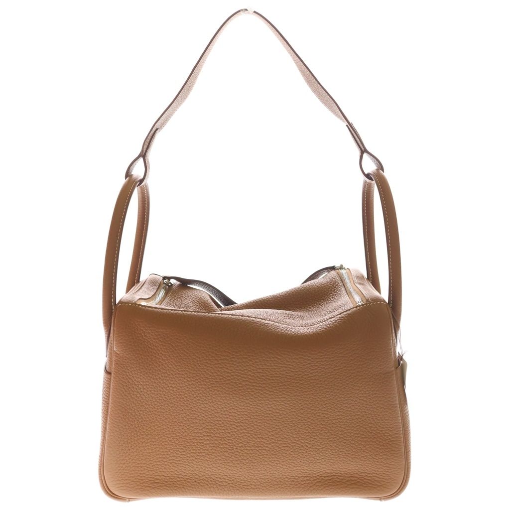 Hermes Lindy 30 Taurillon Clemence Gold Shoulder Bag Silver Brown — view 2