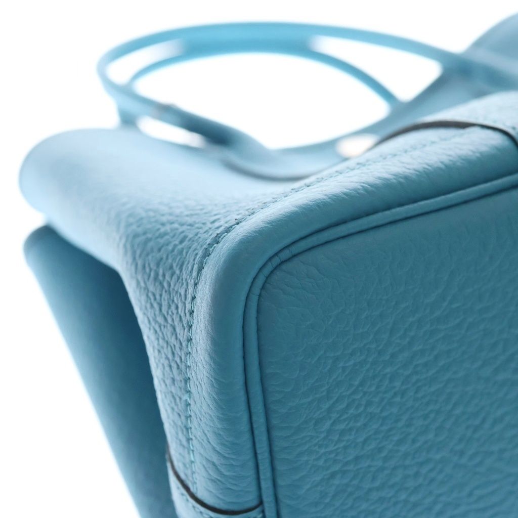Hermes Garden Party 30 TPM Negonda Handbag Turquoise Silver Blue — view 5