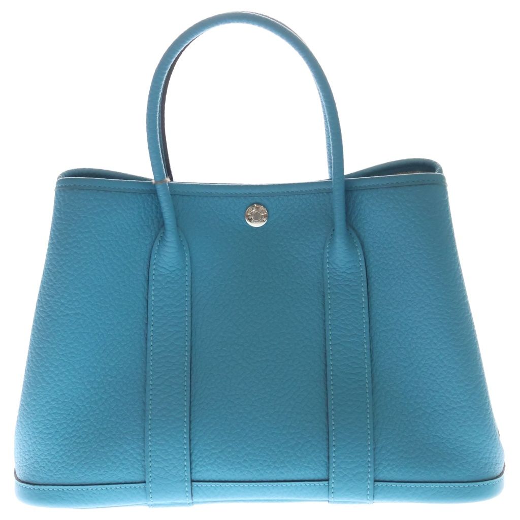 Hermes Garden Party 30 TPM Negonda Handbag Turquoise Silver Blue