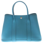 Hermes Garden Party 30 TPM Negonda Handbag Turquoise Silver Blue