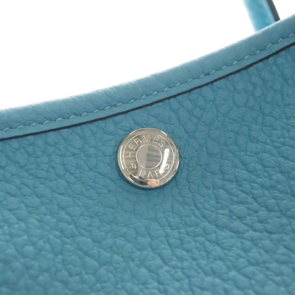 Hermes Garden Party 30 TPM Negonda Handbag Turquoise Silver Blue — view 6