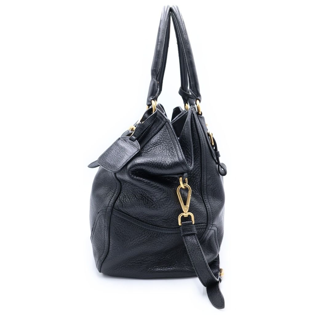 Prada Logo 2-Way Leather Shoulder Bag Black — view 3