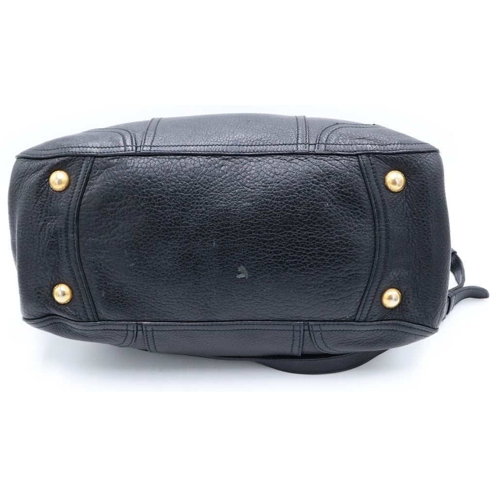 Prada Logo 2-Way Leather Shoulder Bag Black — view 4