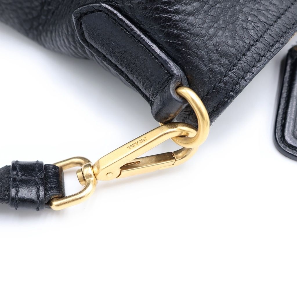 Prada Logo 2-Way Leather Shoulder Bag Black — view 8