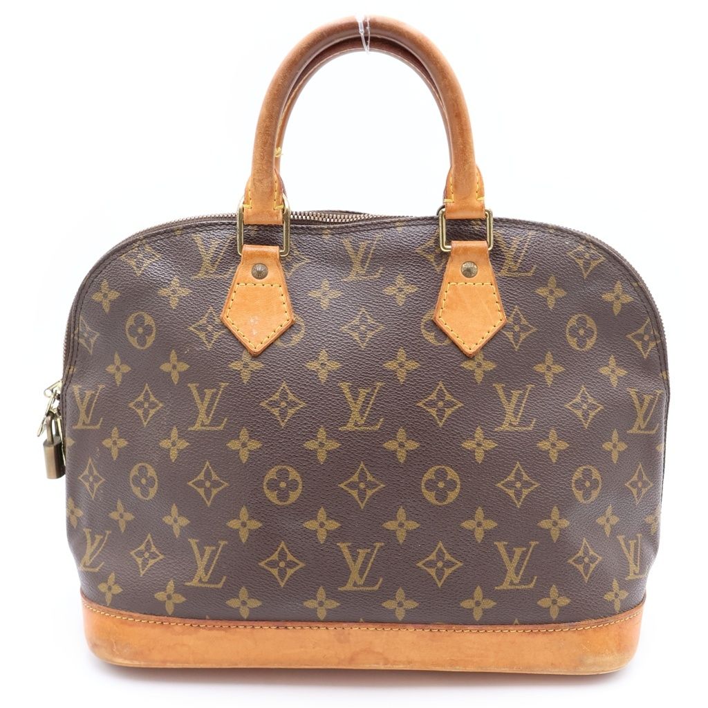 Louis Vuitton Monogram Alma Handbag Brown Leather Gold
