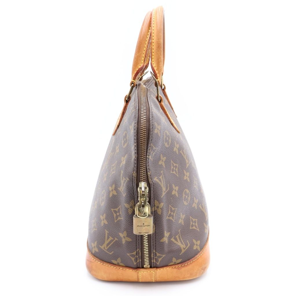 Louis Vuitton Monogram Alma Handbag Brown Leather Gold