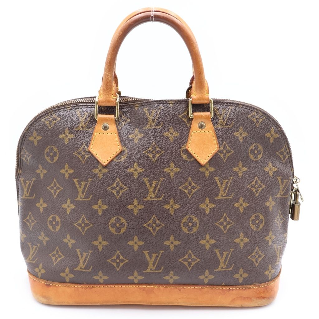 Louis Vuitton Monogram Alma Handbag Brown Leather Gold