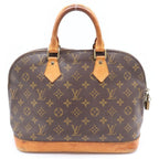 Louis Vuitton Monogram Alma Handbag Brown Leather Gold