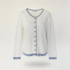 Dior Eg8 Long Sleeve Knit Cardigan CD Logo Bicolor L White