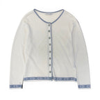 Dior Eg8 Long Sleeve Knit Cardigan CD Logo Bicolor L White — view 2