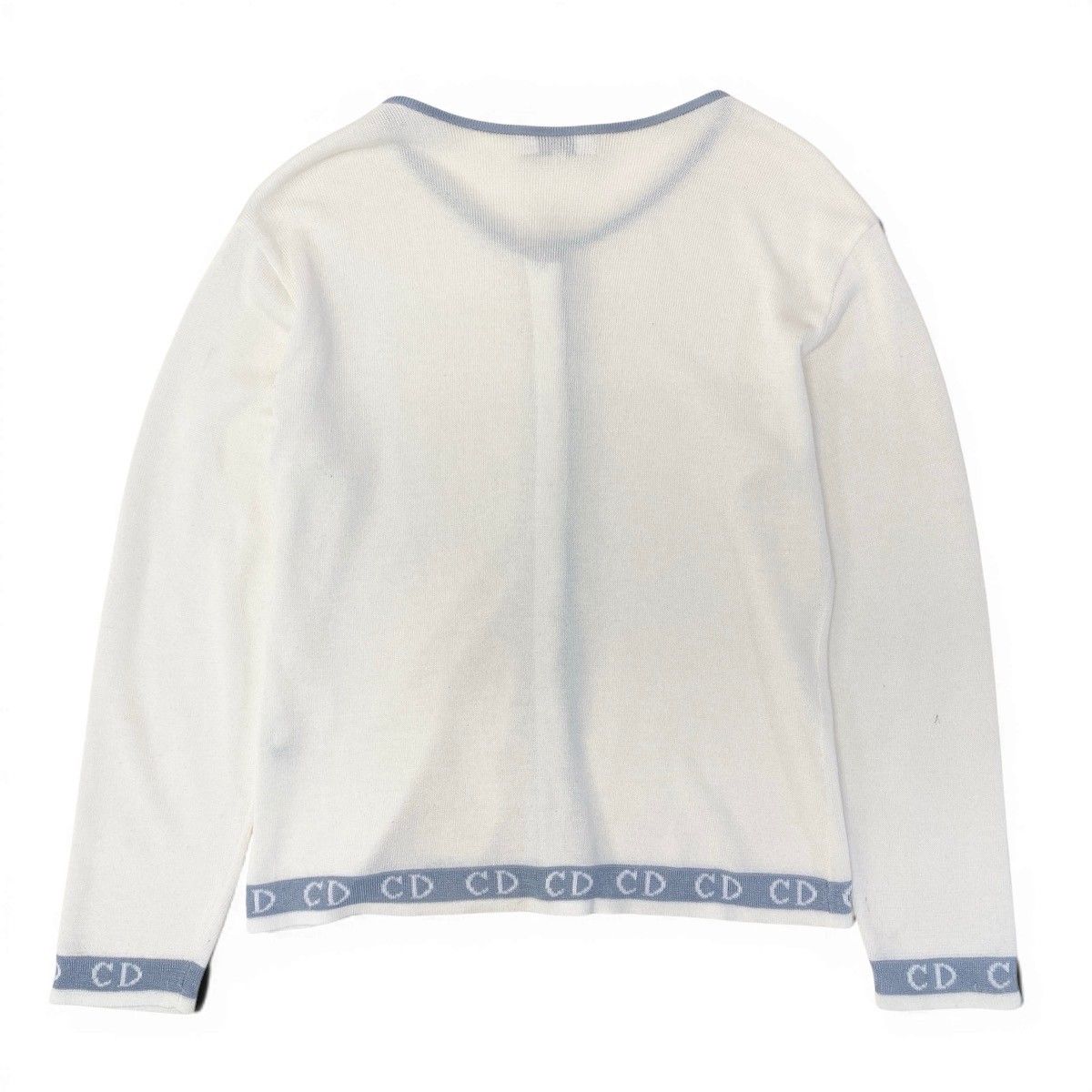Dior Eg8 Long Sleeve Knit Cardigan CD Logo Bicolor L White — view 3