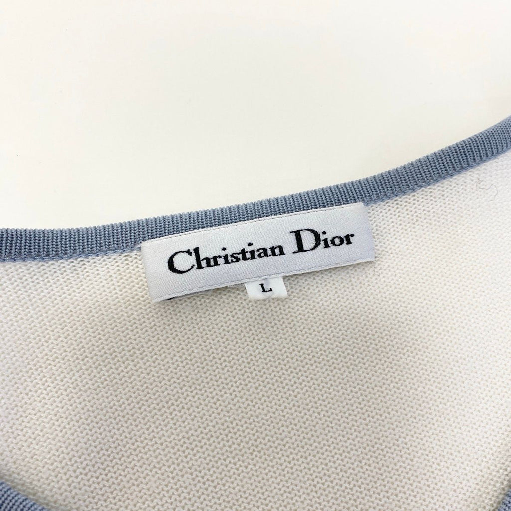 Dior Eg8 Long Sleeve Knit Cardigan CD Logo Bicolor L White — view 7