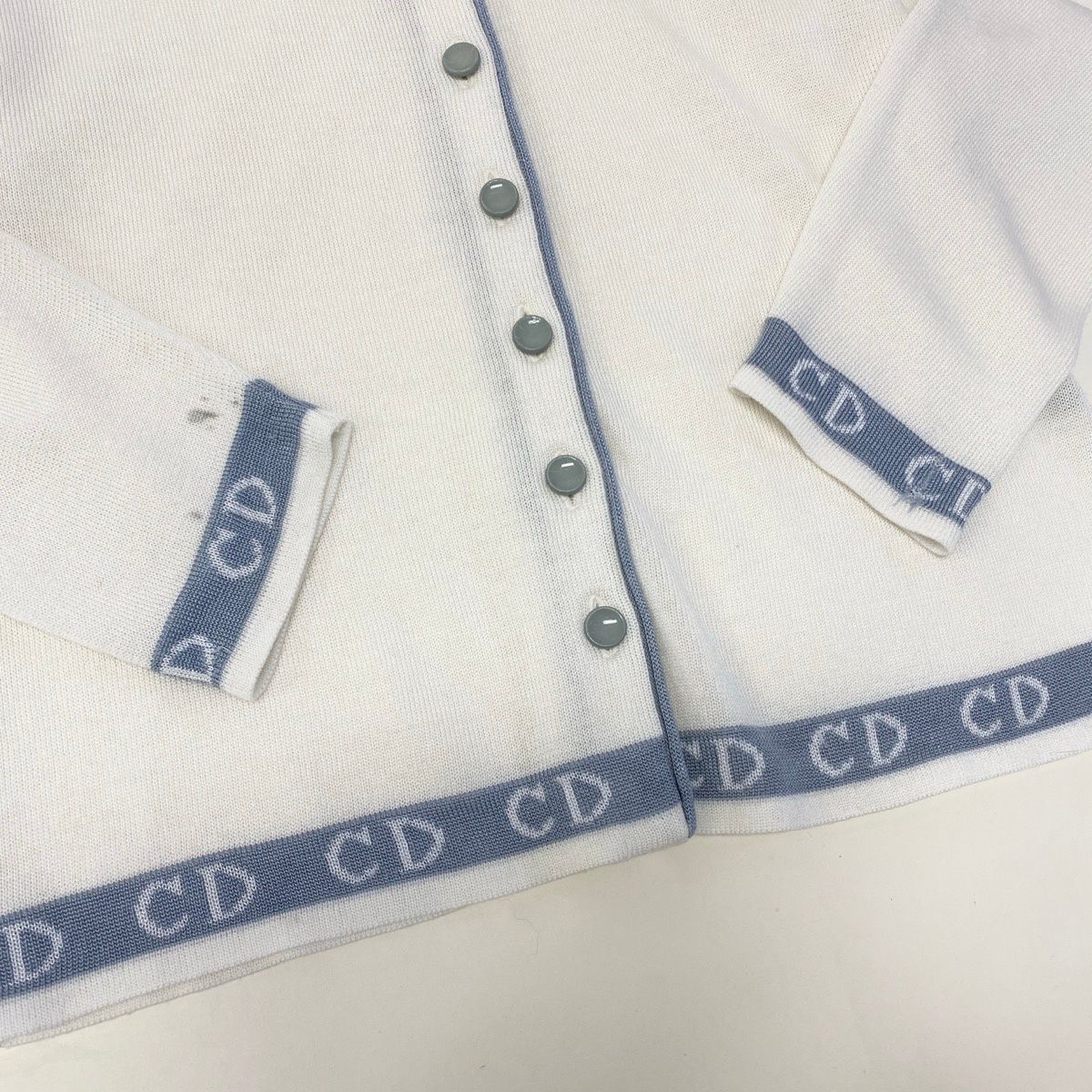 Dior Eg8 Long Sleeve Knit Cardigan CD Logo Bicolor L White — view 5