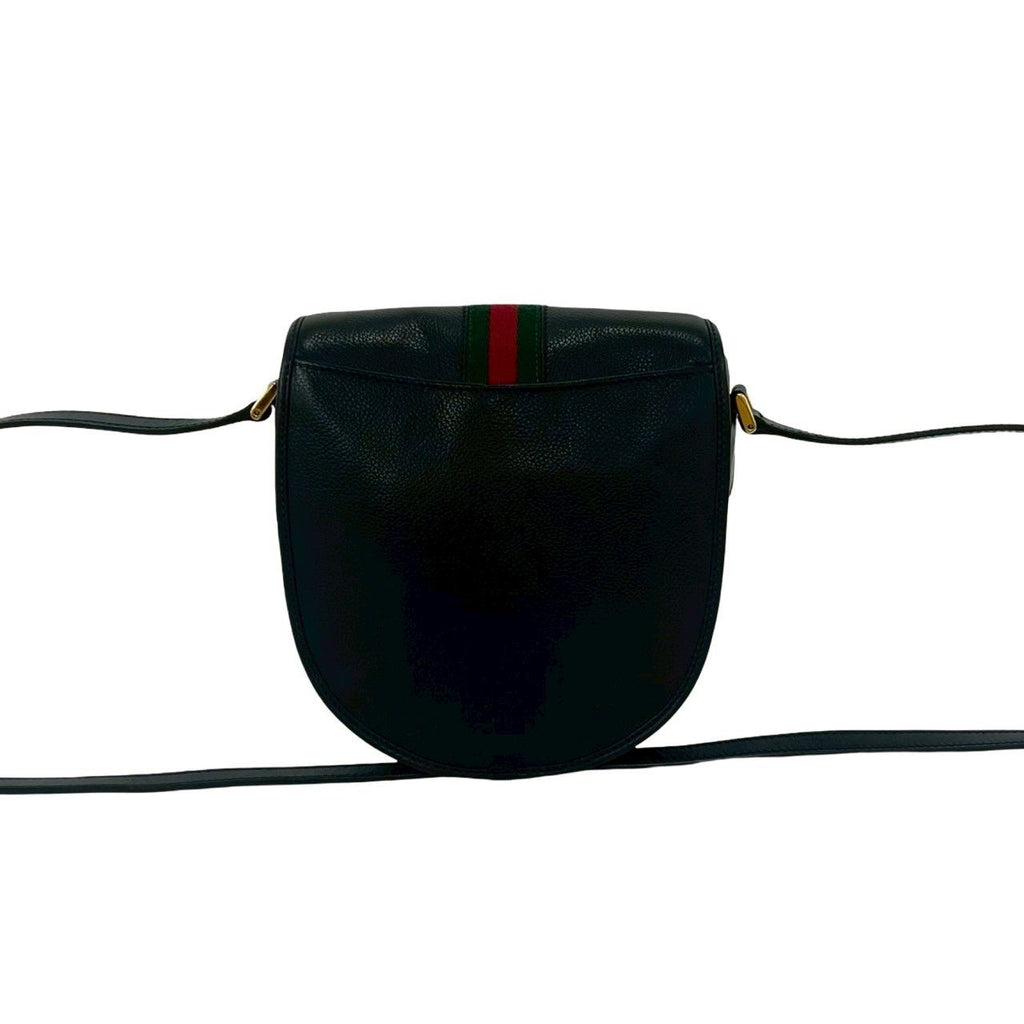 Gucci Vintage Sherry Line GG Logo Leather Shoulder Bag Pochette Black — view 3