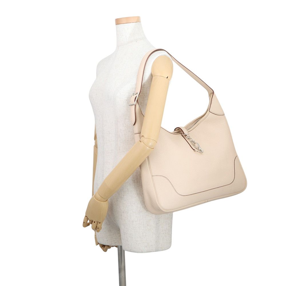 Hermes Shoulder Bag Trim 35 Ivory Silver Taurillon Clemence — view 4