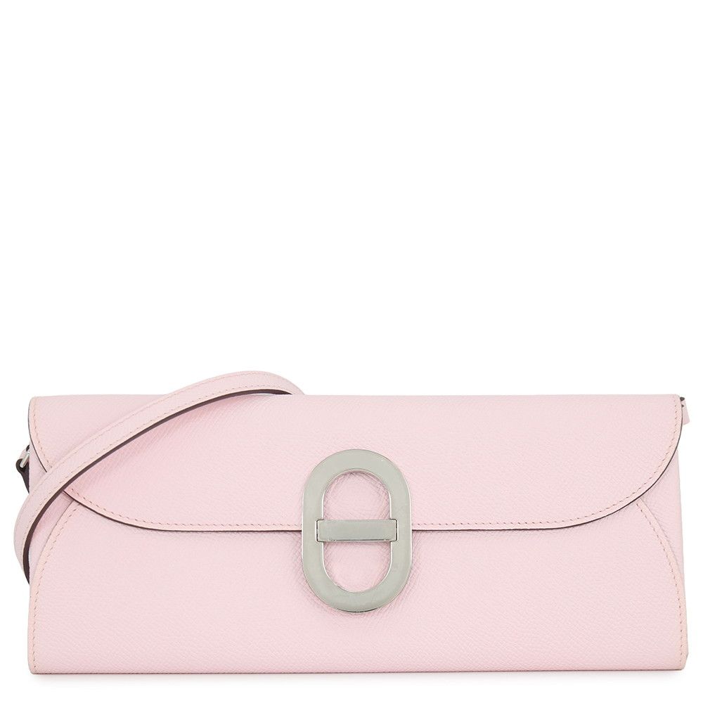 Hermes Wallet Chaine D'ancre Tougo Rose Darling Silver Epsom