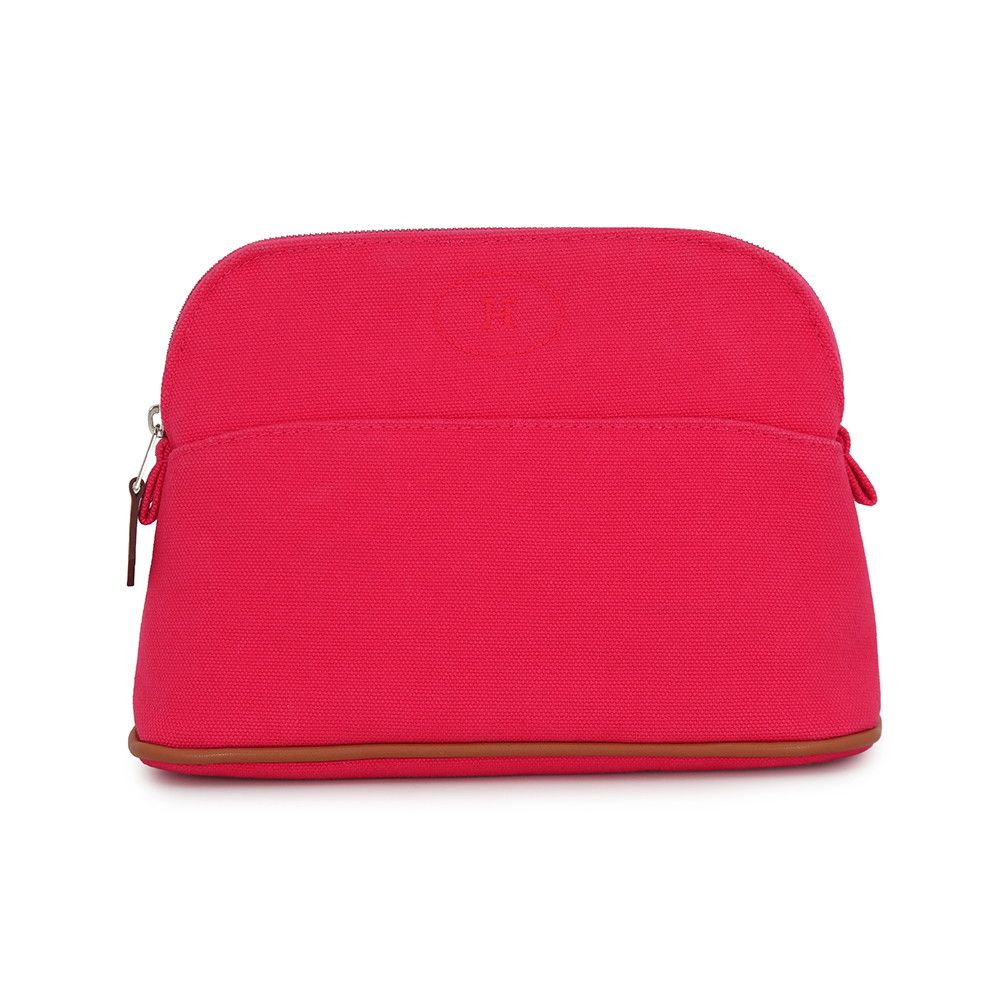 Hermes Pouch Bolide PM Hibiscus Silver Canvas Case