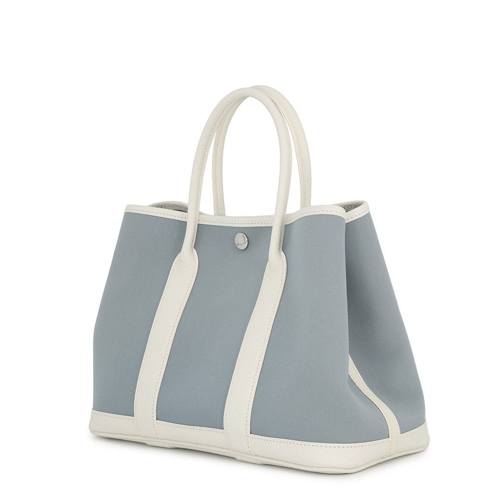 Hermes Tote Garden Party TPM Blue Run Cles Silver Toile Officier Negonda — view 2