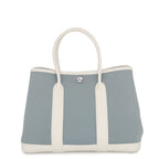 Hermes Tote Garden Party TPM Blue Run Cles Silver Toile Officier Negonda