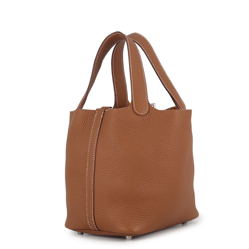 Hermes Handbag Picotin Lock PM Gold Silver Taurillon Clemence — view 2
