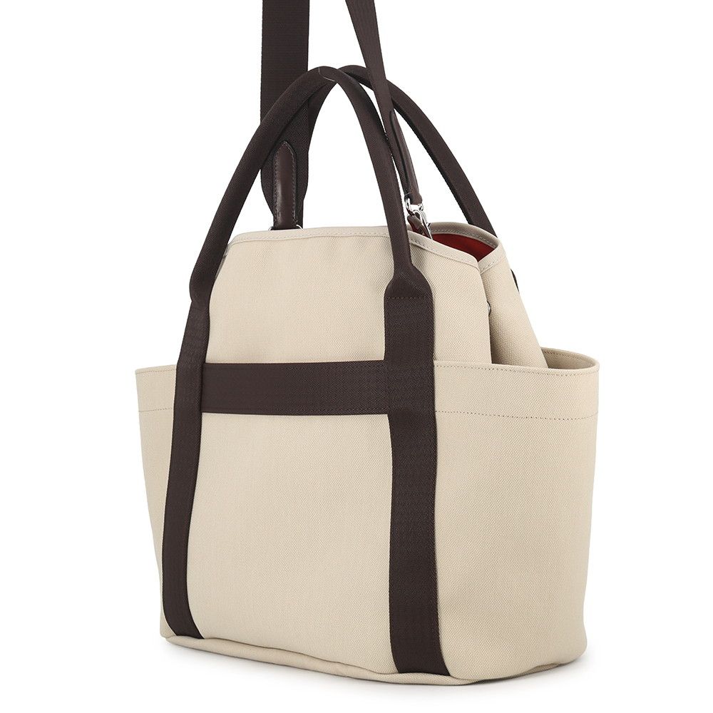 Hermes Sac de Panthere Je Gourme Beige Subleuf Silver Toilet Blanc Canvas Tote — view 2