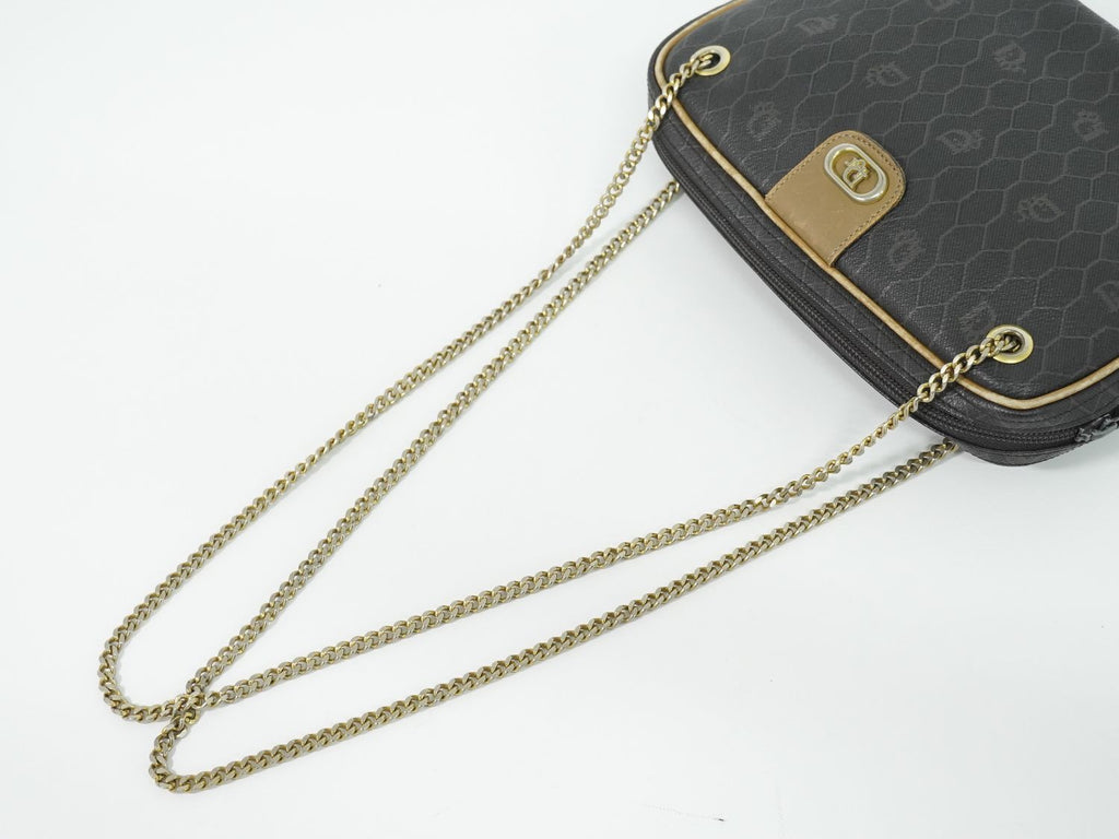 Dior Honeycomb Pattern Chain Shoulder Bag Pochette Black — view 4