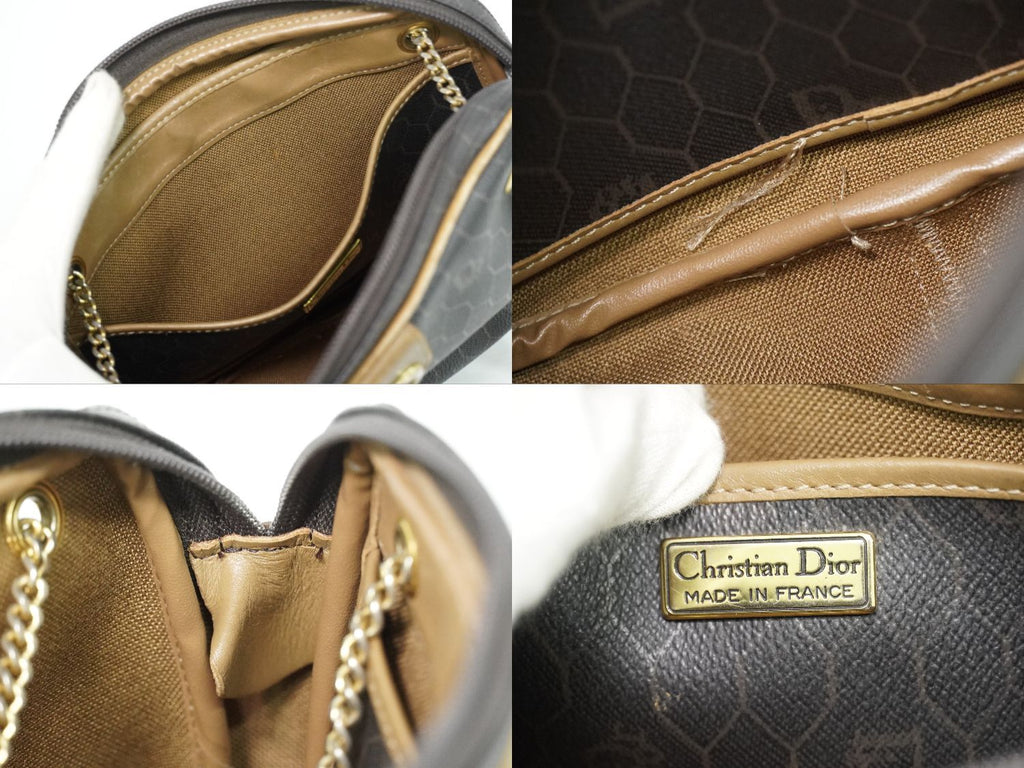 Dior Honeycomb Pattern Chain Shoulder Bag Pochette Black — view 9
