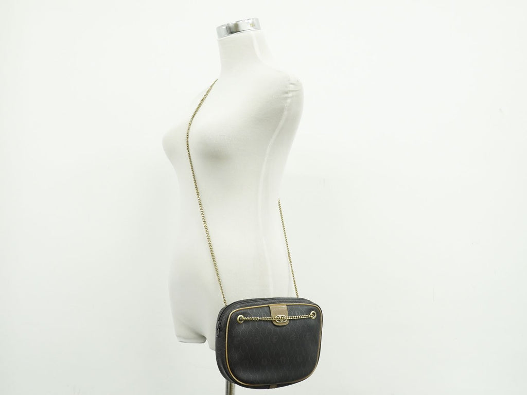 Dior Honeycomb Pattern Chain Shoulder Bag Pochette Black — view 6