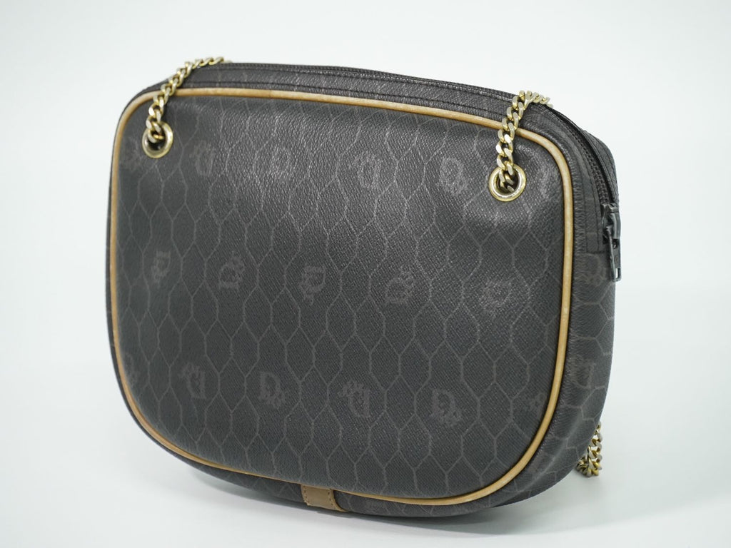 Dior Honeycomb Pattern Chain Shoulder Bag Pochette Black — view 2