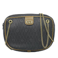 Dior Honeycomb Pattern Chain Shoulder Bag Pochette Black