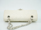 Chanel CC Logo Quilted 25 Double Flap Chain Shoulder Bag Tweed White — view 5