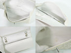 Chanel CC Logo Quilted 25 Double Flap Chain Shoulder Bag Tweed White — view 8