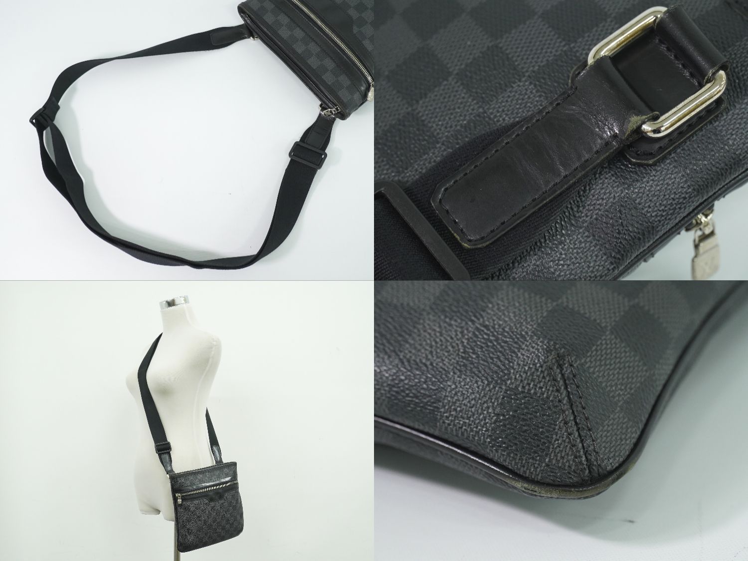 Louis Vuitton LV Thomas Damier Graphite Shoulder Bag Pochette Black Gray — view 6