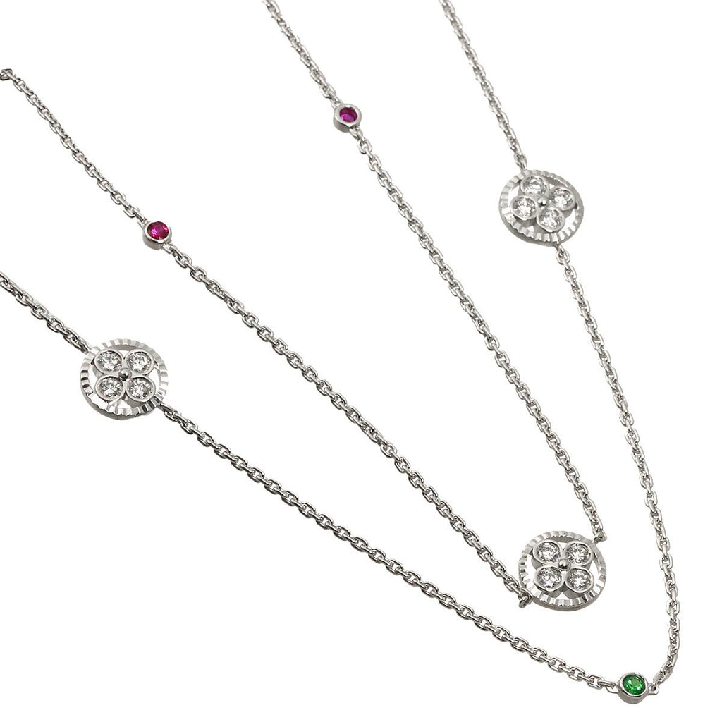 Louis Vuitton Pendentif Sunblossom Diamond Multi Stone Necklace 88 18k WG — view 3