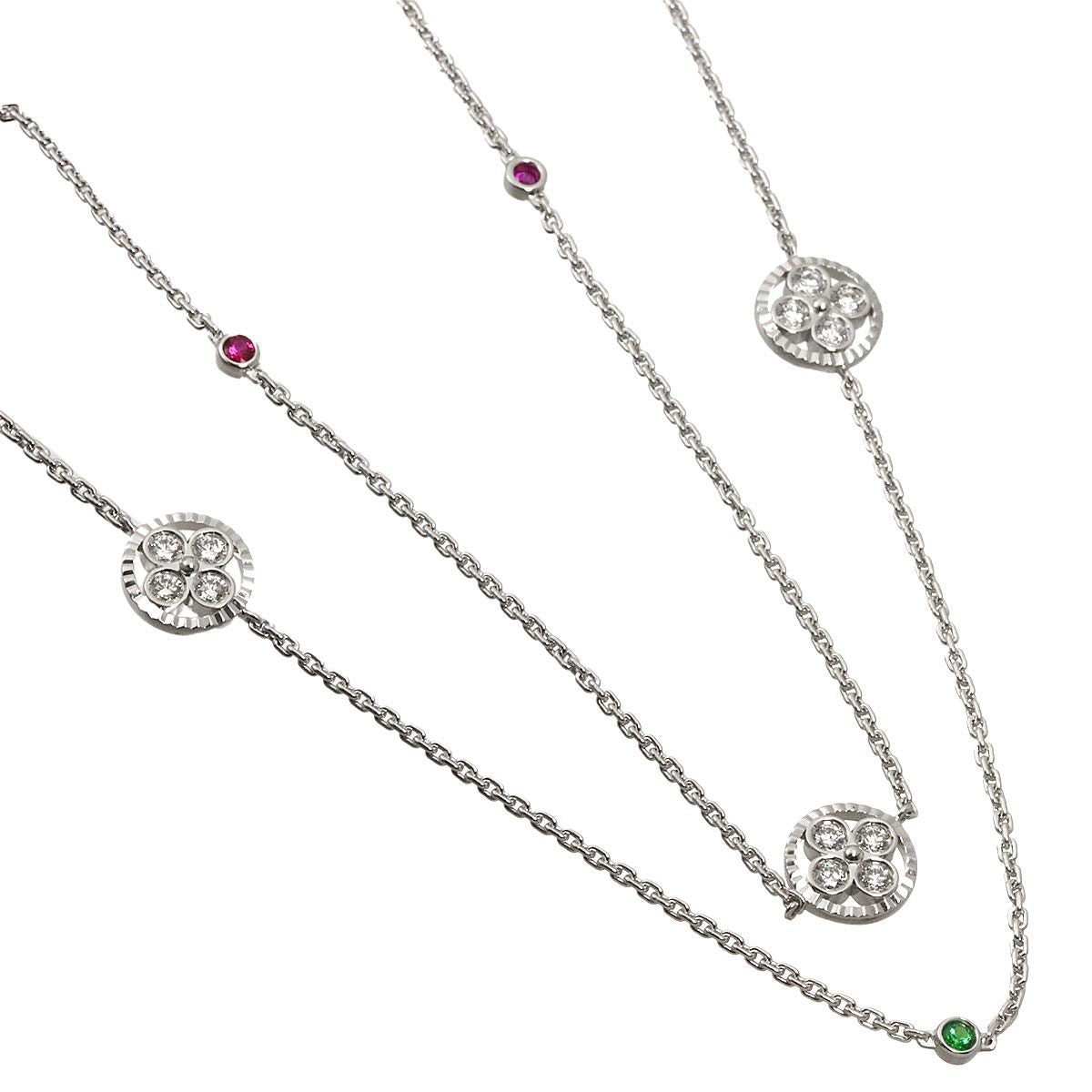 Louis Vuitton Pendentif Sunblossom Diamond Multi Stone Necklace 88 18k WG — view 3