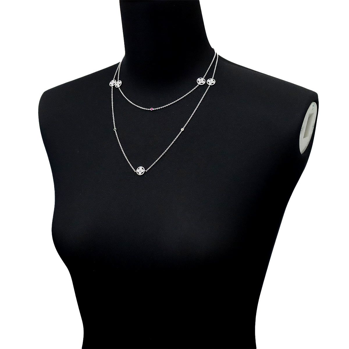 Louis Vuitton Pendentif Sunblossom Diamond Multi Stone Necklace 88 18k WG — view 8