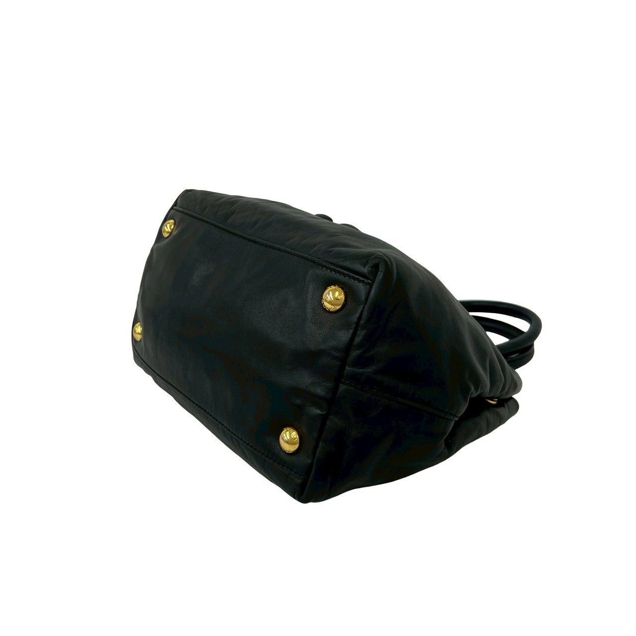 Prada Logo Rose Motif Leather 2-Way Mini Tote Shoulder Bag Black — view 8