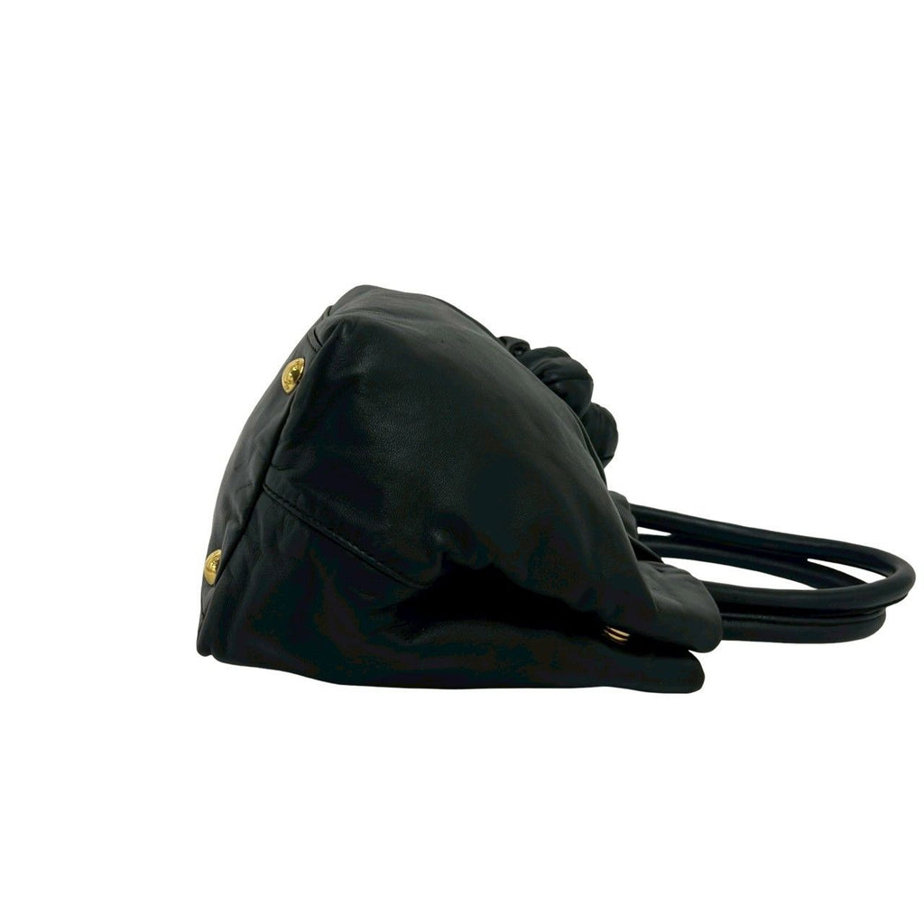 Prada Logo Rose Motif Leather 2-Way Mini Tote Shoulder Bag Black — view 6