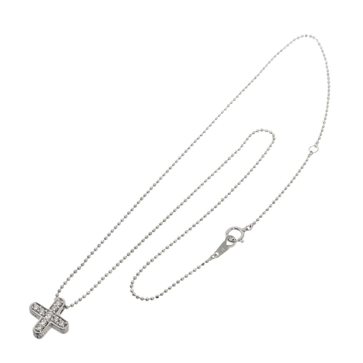 Celine Cross Diamond Necklace 42 18k WG White Gold — view 2