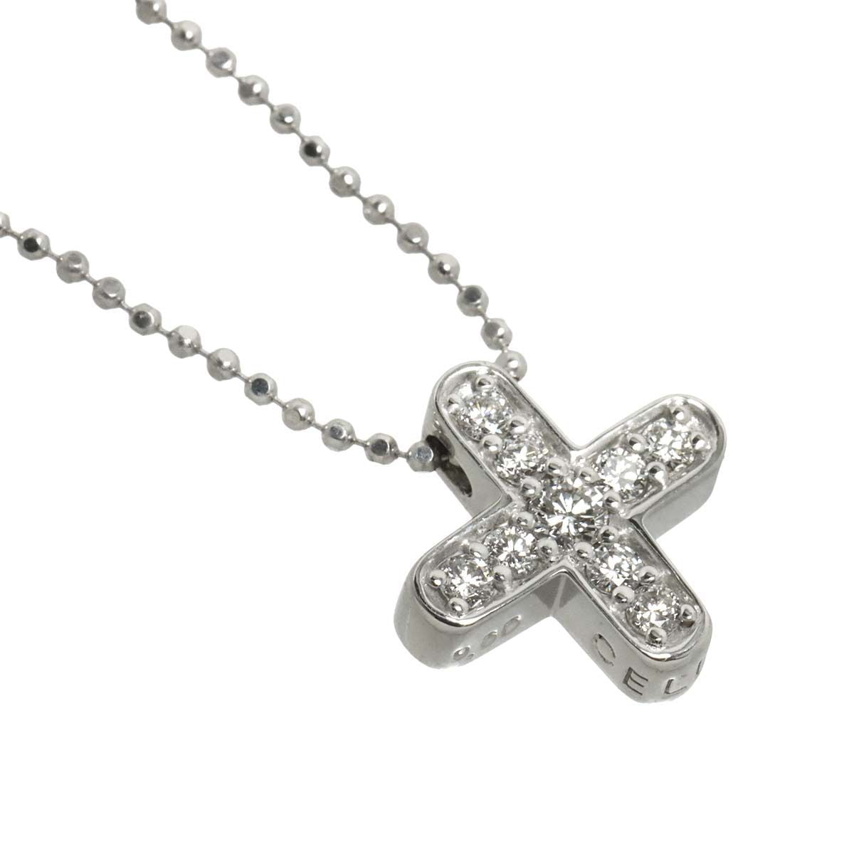 Celine Cross Diamond Necklace 42 18k WG White Gold — view 3