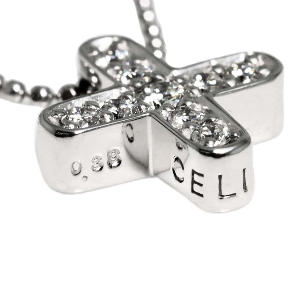 Celine Cross Diamond Necklace 42 18k WG White Gold — view 4