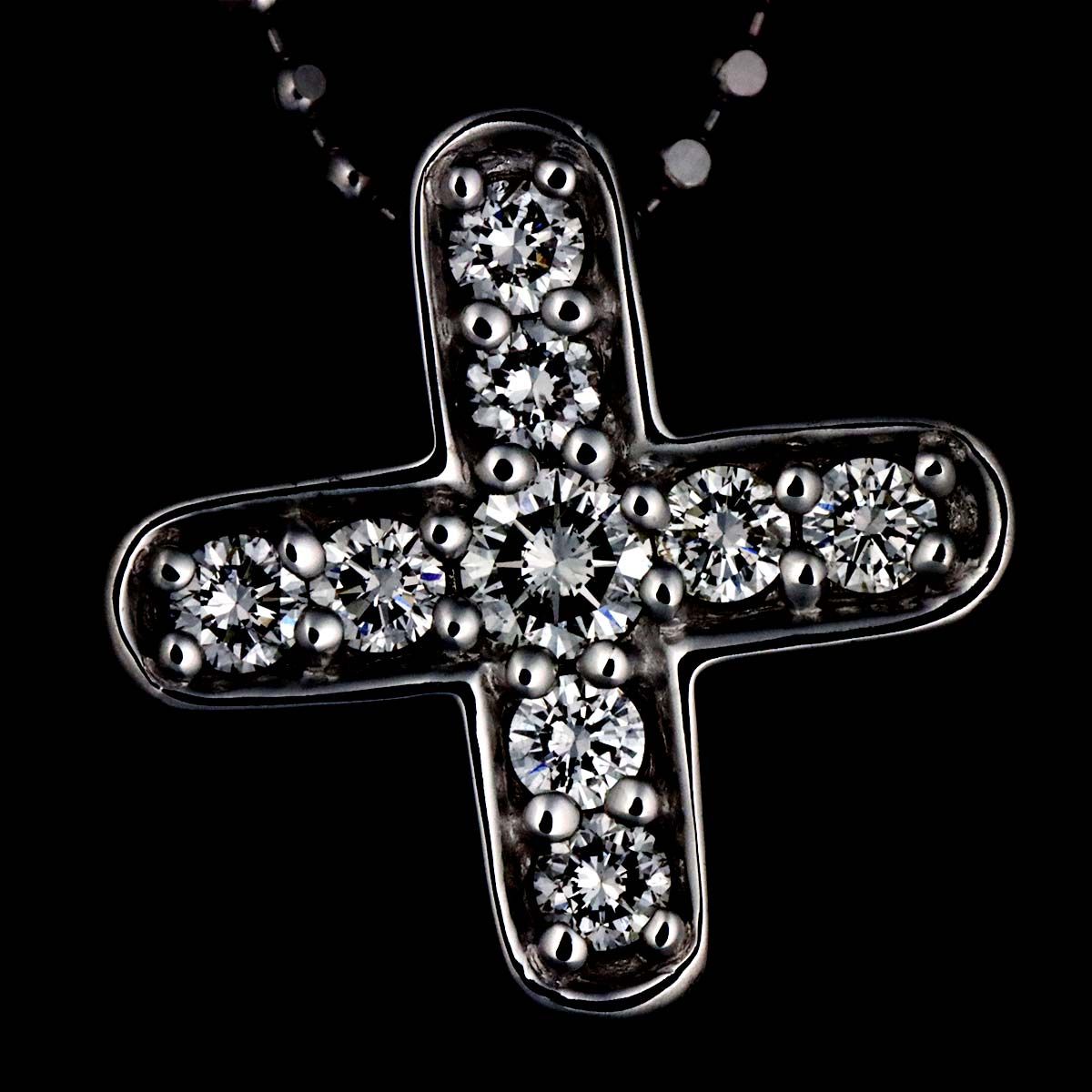 Celine Cross Diamond Necklace 42 18k WG White Gold — view 9
