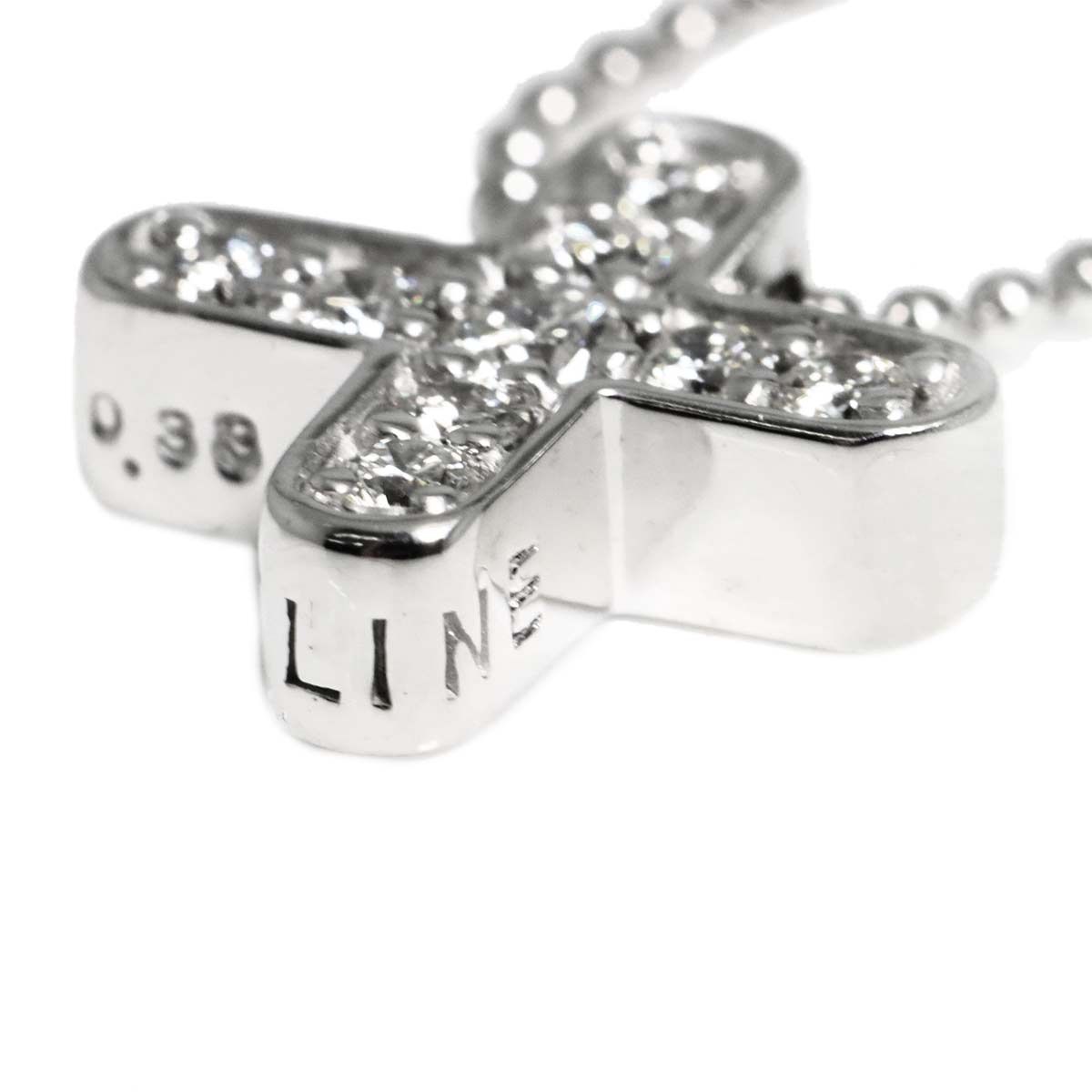 Celine Cross Diamond Necklace 42 18k WG White Gold — view 5