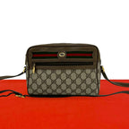 Gucci Vintage Sherry Line GG Logo Leather Shoulder Bag Pochette Brown