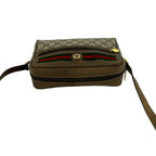 Gucci Vintage Sherry Line GG Logo Leather Shoulder Bag Pochette Brown