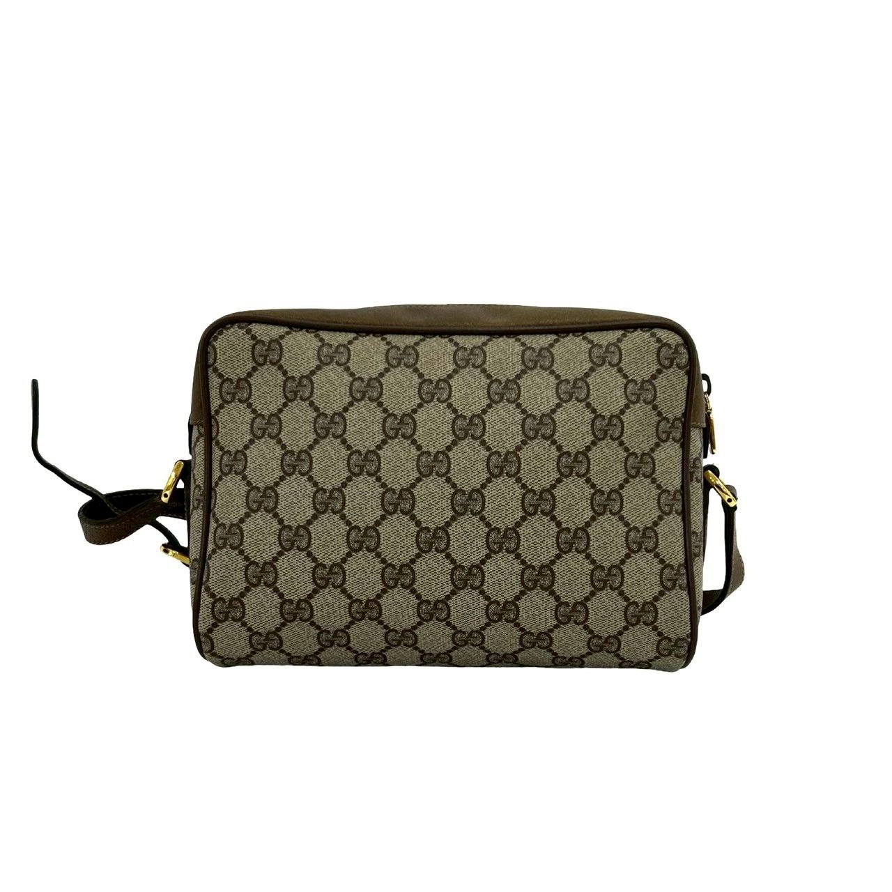 Gucci Vintage Sherry Line GG Logo Leather Shoulder Bag Pochette Brown
