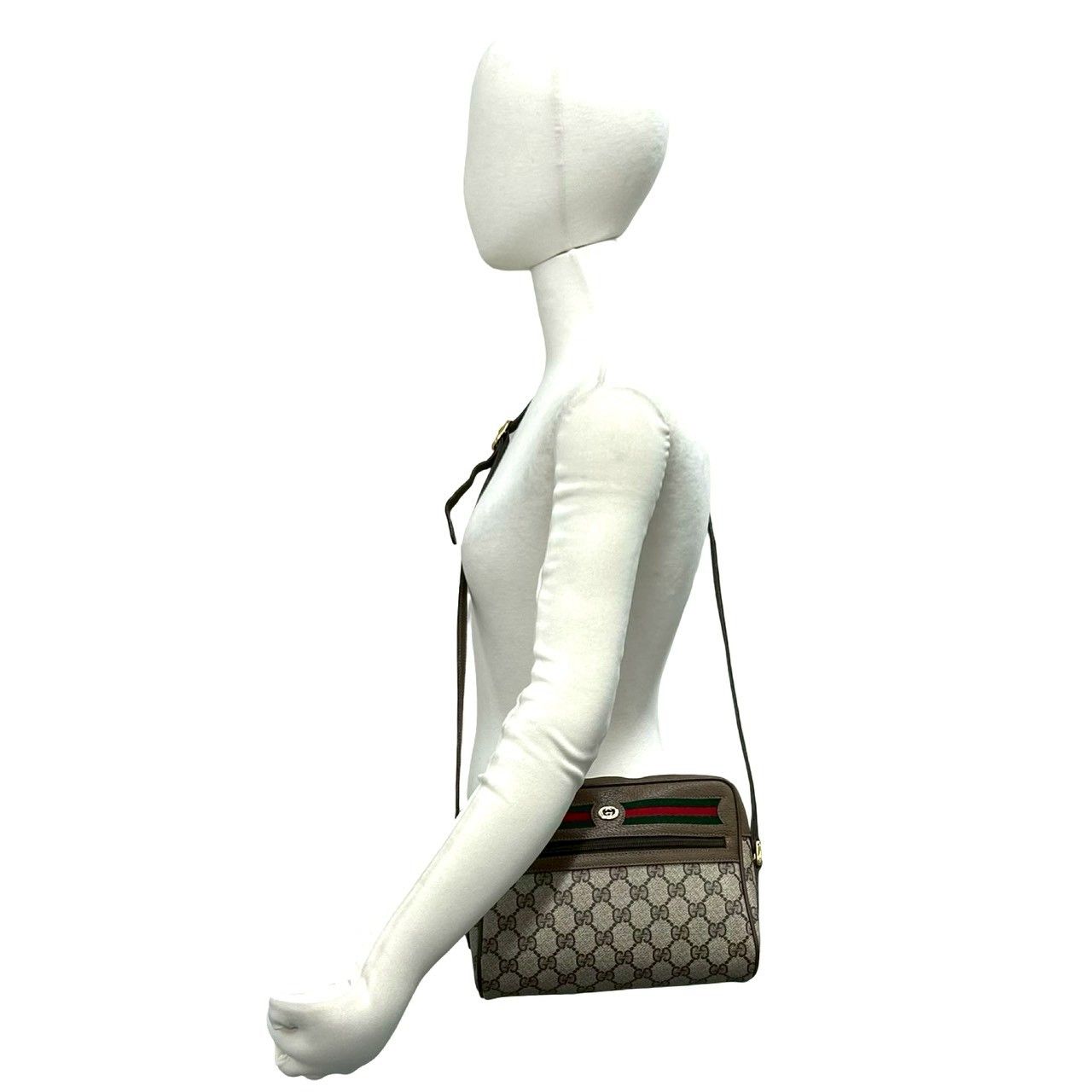 Gucci Vintage Sherry Line GG Logo Leather Shoulder Bag Pochette Brown